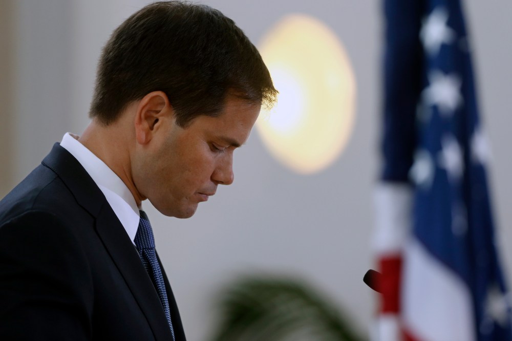 Sen. Marco Rubio, R-Fla., looks at his notes as he speaks at the Faith and Freedom Coalition Road to Majority Conference in Washington on Thursday, June 13, 2013.