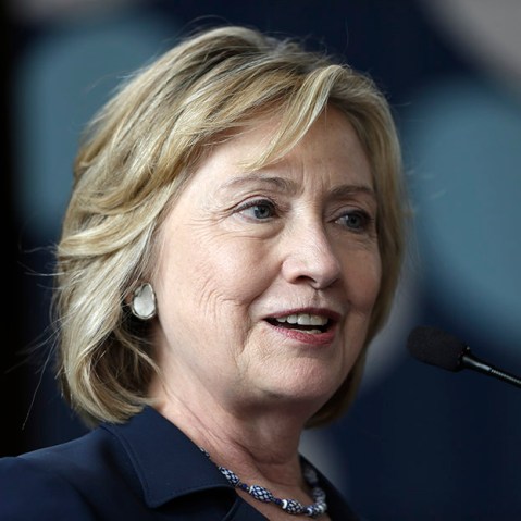 Former Secretary of State Hillary Clinton speaks during the Women in Public Service Project leadership symposium, Tuesday, July 9, 2013, at Bryn Mawr College in Bryn Mawr, Pa. (Photo by Matt Rourke/AP)