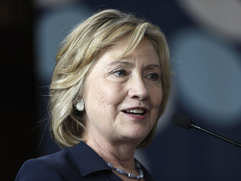 Former Secretary of State Hillary Clinton speaks during the Women in Public Service Project leadership symposium, Tuesday, July 9, 2013, at Bryn Mawr College in Bryn Mawr, Pa. (Photo by Matt Rourke/AP)