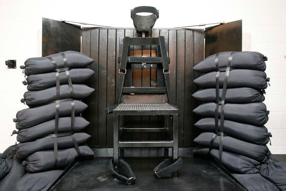 In this June 18, 2010, file photo, the firing squad execution chamber at the Utah State Prison in Draper, Utah, is shown.