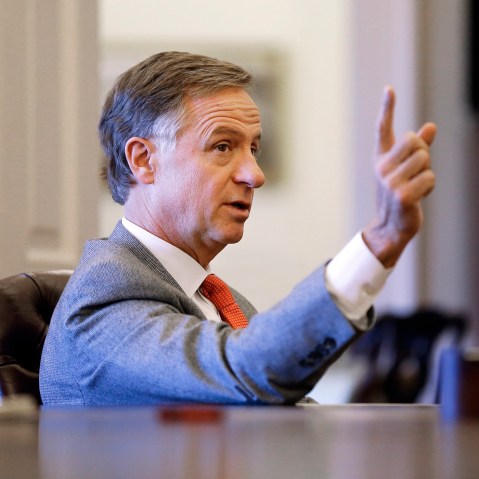 Tennessee Gov. Bill Haslam answers questions about his priorities for 2016 during an interview in Nashville, Tenn. (Photo by Mark Humphrey/AP)