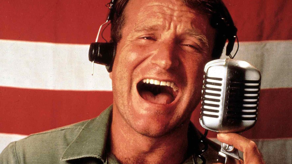 Robin Williams in a still from "Good Morning Vietnam."
