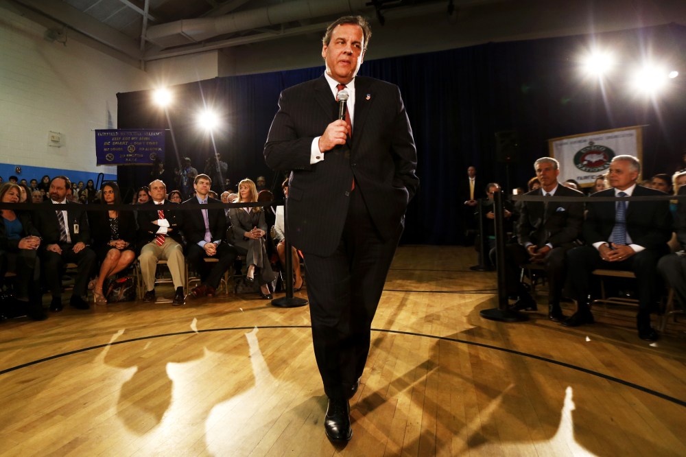 New Jersey Gov. Chris Christie talks during a town hall meeting, April 9, 2014 in Fairfield, N.J (Photo by Julio Cortez/AP)
