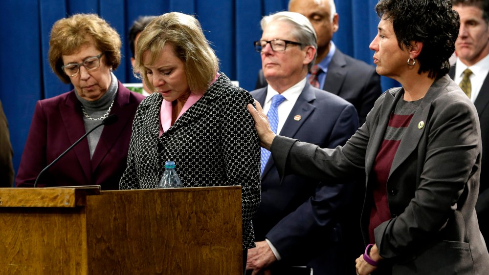 Debbie Ziegler, the mother of Brittany Maynard, appeared in support of proposed legislation allowing doctors to prescribe life-ending medication to terminally ill patients at the Capitol in Sacramento, Calif., Jan. 21, 2015. (Photo by Rich Pedroncelli/AP)
