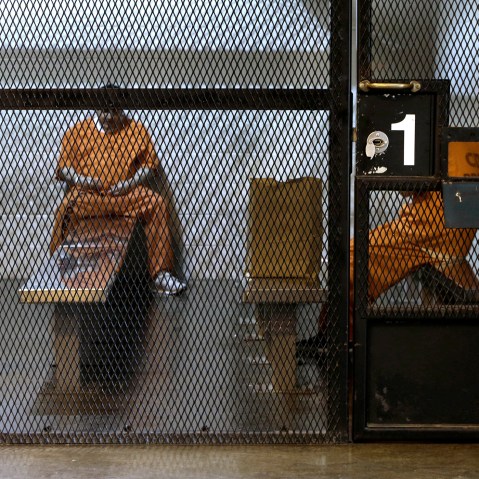 New arrivals wait to be assigned to cells at the Deuel Vocational Institution in Tracy, Calif. on Feb. 20, 2014.