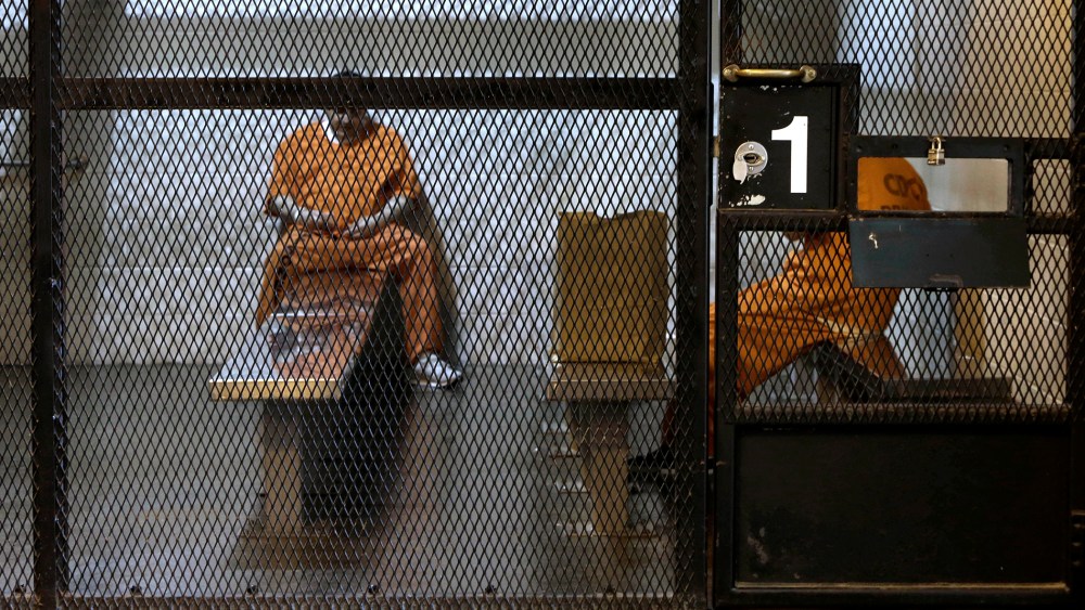 New arrivals wait to be assigned to cells at the Deuel Vocational Institution in Tracy, Calif. on Feb. 20, 2014.