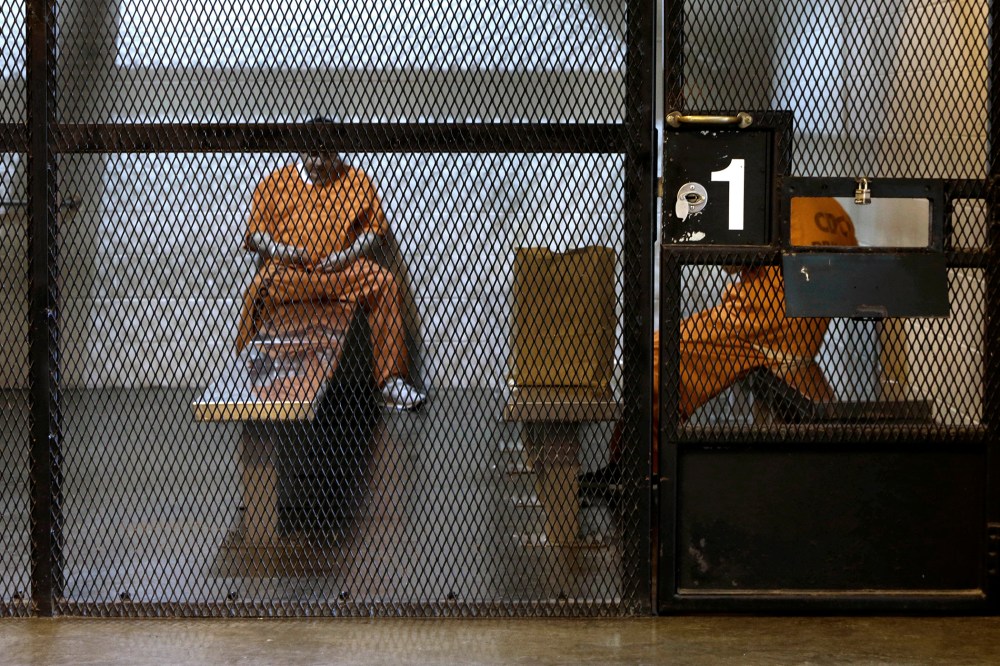 New arrivals wait to be assigned to cells at the Deuel Vocational Institution in Tracy, Calif. on Feb. 20, 2014.