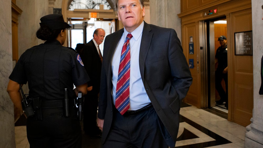 House Intelligence Committee Chairman Rep. Mike Rogers, R-Mich., walks to a meeting on Capitol Hill in Washington on April 26, 2013.