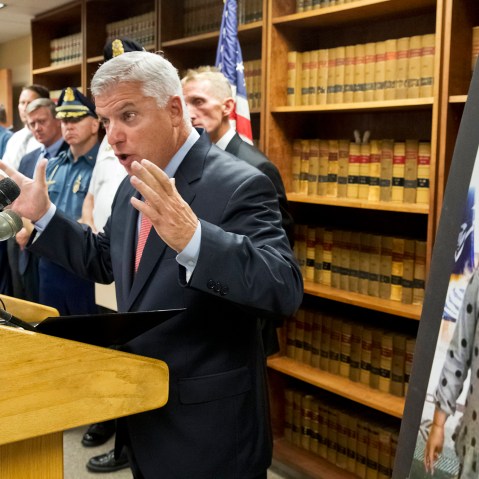 Suffolk District Attorney Daniel Conley speaks to the media on developments in the case of Bella Bond who became known as Baby Doe on Sept. 18, 2015, in Boston. (Photo by Matthew J. Lee/The Boston Globe/AP)