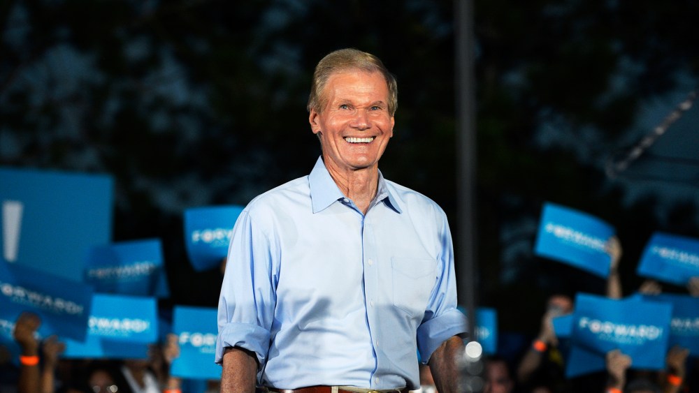U.S. Sen. Bill Nelson speaks during a campaign stop for President Barack Obama in Orlando, Fla., Nov. 5, 2012.