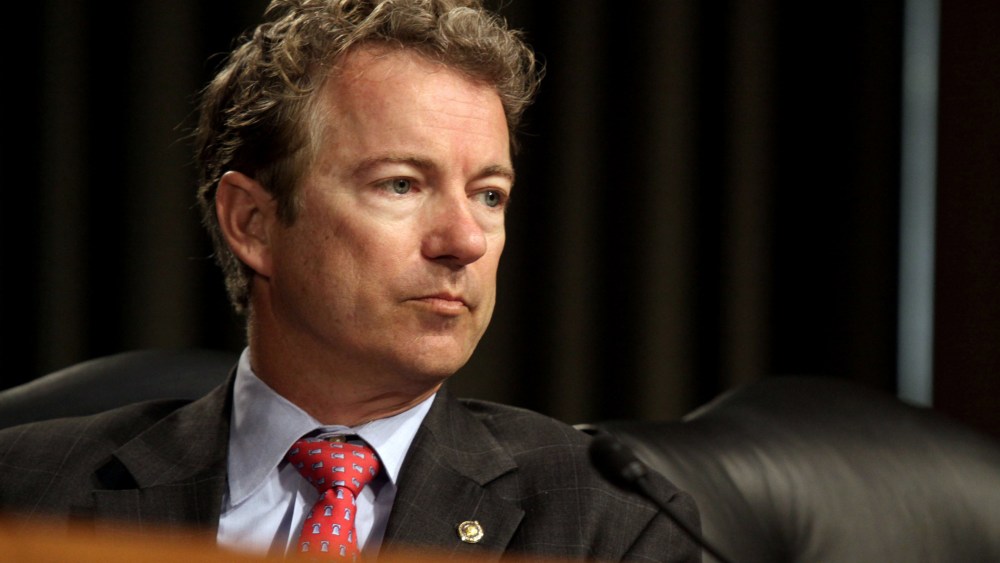 Sen. Rand Paul, R-Ky. listens during a hearing on Capitol Hill in Washington, April 1, 2014.