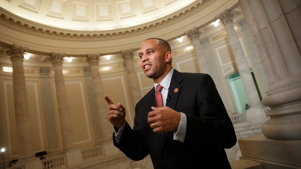 Rep. Hakeem Jeffries, D-N.Y., participates in a TV interview in Washington, D.C., Dec. 1, 2014. (Photo by J. Scott Applewhite/AP)