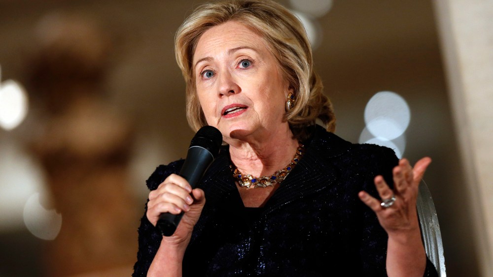 Hillary Rodham Clinton is interviewed during a gala at the Met in New York, Dec. 4, 2013.