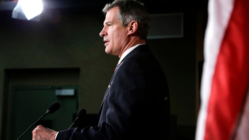 Sen. Scott Brown speaks on Capitol Hill, Nov. 13, 2012.