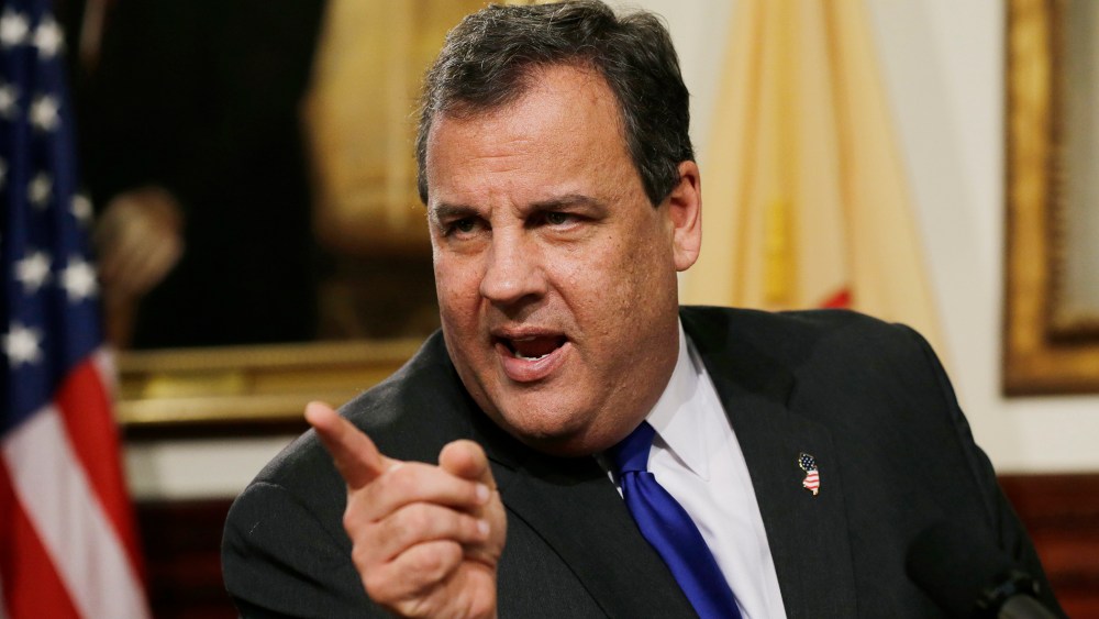 New Jersey Gov. Chris Christie reacts to a question in Trenton, N.J. on Dec. 13, 2013.