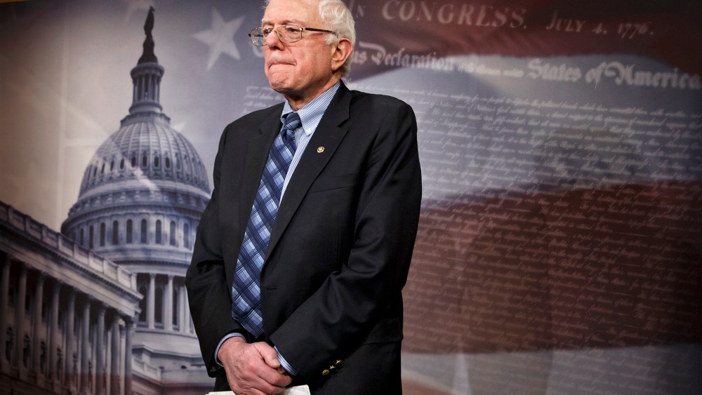 Sen. Bernie Sanders, I-Vt., chairman of the Senate Veterans Affairs Committee, stands in the Capitol, Feb. 27, 2014, in Washington, D.C.