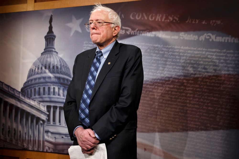 Sen. Bernie Sanders, I-Vt., chairman of the Senate Veterans Affairs Committee, stands in the Capitol, Feb. 27, 2014, in Washington, D.C.