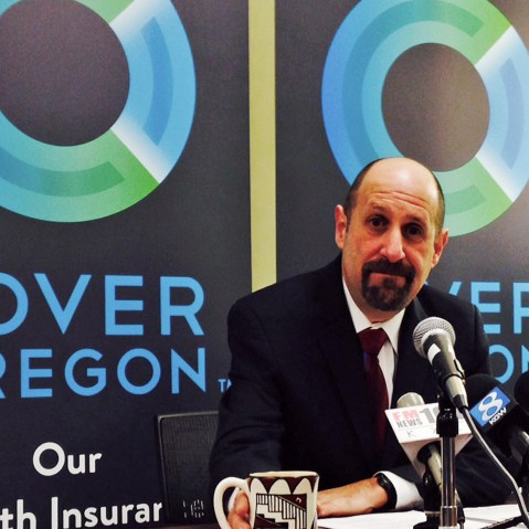 Cover Oregon Executive Director Dr. Bruce Goldberg at a news conference at Cover Oregon headquarters in Durham, Dec. 10, 2013.