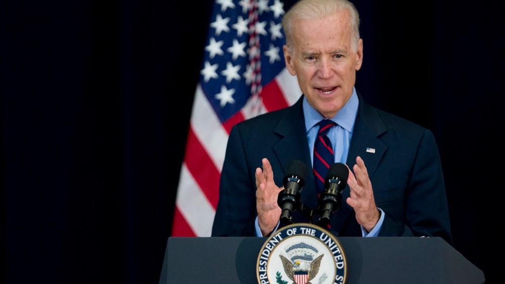 Vice President Joe Biden speaks at the State Department in Washington, Monday, April 14, 2014.