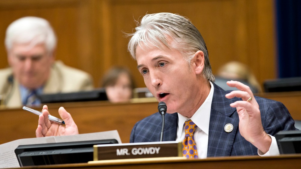 Rep. Trey Gowdy, R-SC, argues a point during a meeting on Capitol Hill, June 28, 2013, in Washington, D.C.