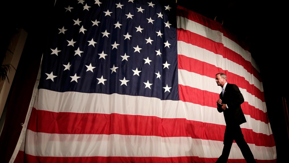 Democratic presidential candidate, former Maryland Gov. Martin O'Malley leaves the stage after speaking at the Iowa Democratic Wing Ding at the Surf Ballroom, Aug. 14, 2015, in Clear Lake, Ia. (Photo by Charlie Riedel/AP)