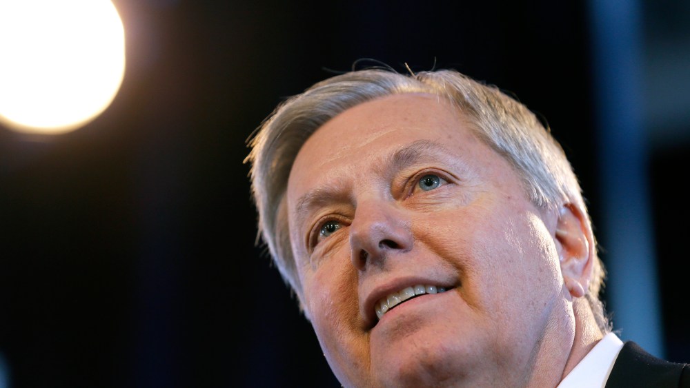 Sen. Lindsey Graham, R-S.C., speaks during the Iowa Agriculture Summit on March 7, 2015, in Des Moines, Iowa. (Photo by Charlie Neibergall/AP)