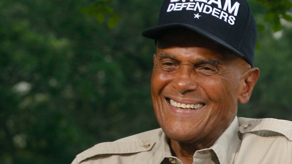 American singer, songwriter, actor and social activist Harry Belafonte, Jr. conducts an interview on July 26, 2013 outside the Florida Capitol in Tallahassee, Fla.