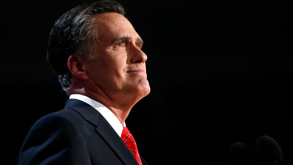 Former Republican presidential nominee Mitt Romney speaks at the Republican National Convention in Tampa, Fla., Aug. 30, 2012.