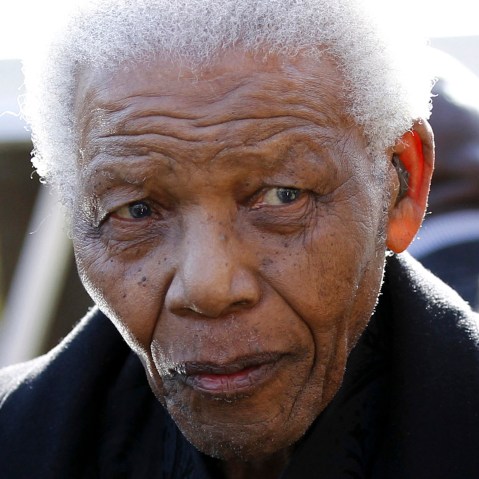 In this June 17, 2010 file photo, former South African President Nelson Mandela leaves the chapel after attending the funeral of his great-granddaughter Zenani Mandela in Johannesburg, South Africa. (Photo by Siphiwe Sibeko/AP Photo, Pool, File)