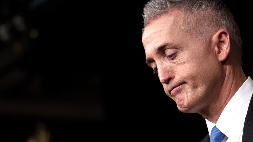 House Select Committee on Benghazi Chairman Rep. Trey Gowdy, R-S.C. reacts to a question during a news conference on Capitol Hill in Washington, D.C., March 3, 2015. (Photo by Susan Walsh/AP)