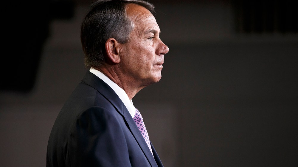 House Speaker John Boehner of Ohio meets with reporters on Capitol Hill in Washington, D.C., Dec. 4, 2014. (Photo by J. Scott Applewhite/AP)