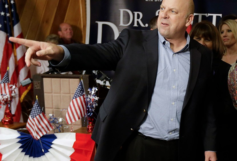 U.S. Rep. Scott DesJarlais, R-Tenn., greets supporters on Tuesday, Nov. 6, 2012, in Winchester, Tenn. DesJarlais is opposed by Democrat Eric Stewart in the state's 4th Congressional District.
