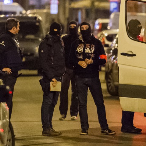 Police investigate an area where terror suspect Mohamed Abrini was arrested earlier in Brussels on April 8, 2016. (Photo by Geert Vanden Wijngaert/AP)