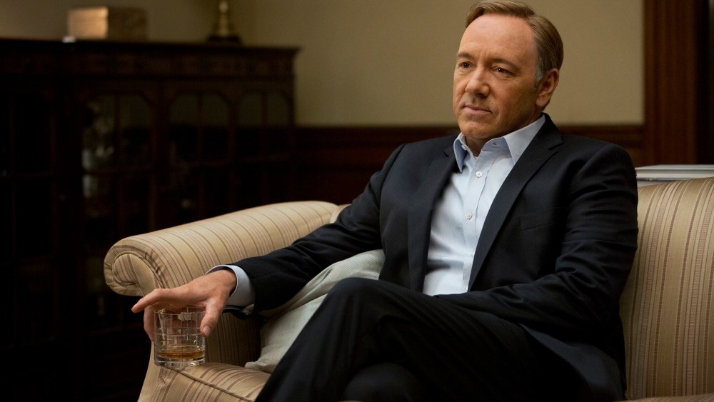 This image released by Netflix shows Kevin Spacey in a scene from the Netflix original series, "House of Cards."