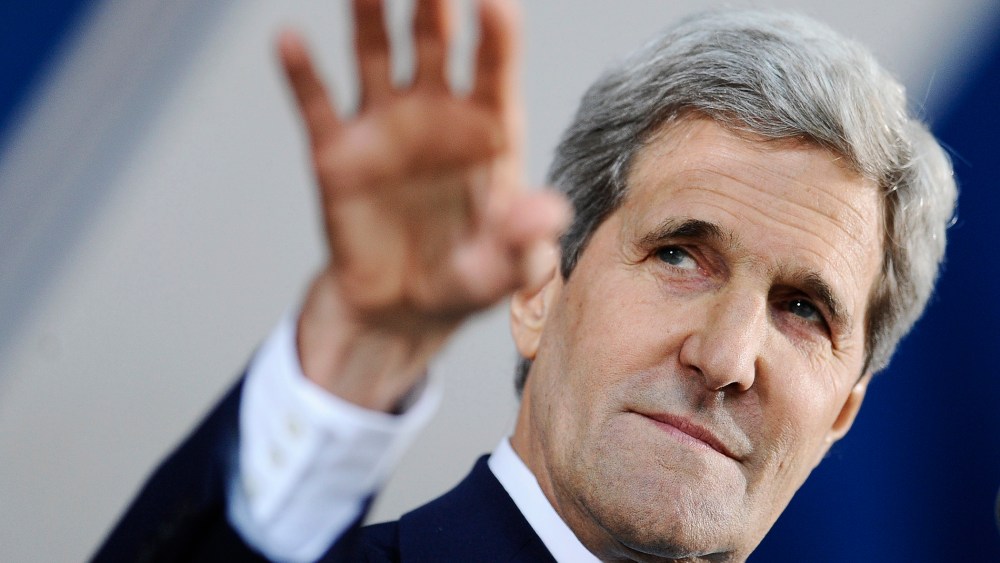 Secretary of State John Kerry delivers the Class Day address at Yale University, May 18, 2014, in New Haven, Conn.