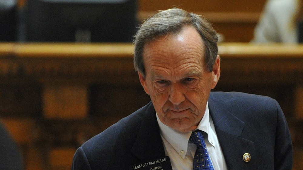 Sen. Fran Millar, R-Atlanta is seen on the Senate floor during the legislative session, March 10, 2014, in Atlanta.