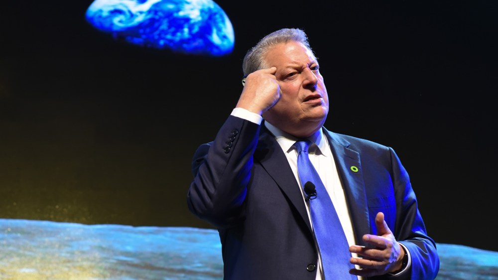 Former U.S. Vice President Al Gore gestures as he speaks during the Climate Reality Leadership Corps Training held at a hotel in Pasay City, south of Manila on March 14, 2016. (Photo by George Calvelo/NurPhoto/AP)