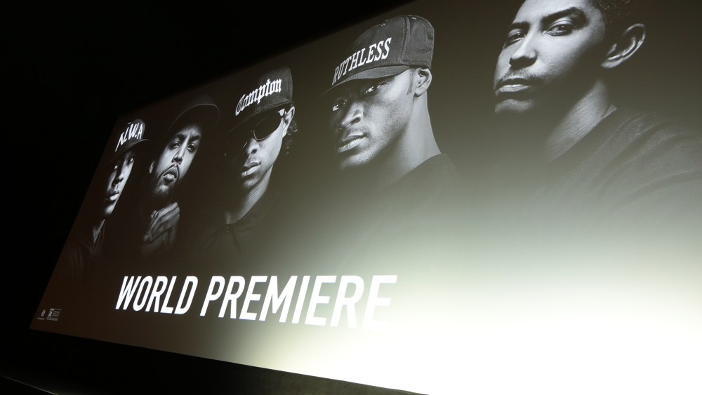 A view as Universal presents the "Straight Outta Compton" World Premiere at the Microsoft Theatre L.A. Live on Aug. 10, 2015. (Photo by Alex J. Berliner/ABImages/AP)