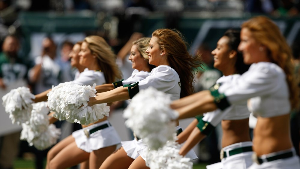 New York Jets cheerleaders perform during a football game in East Rutherford, N.J., Sept. 30, 2012.