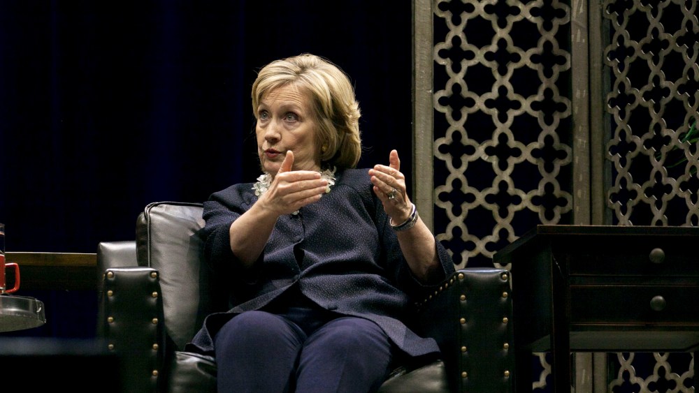 Hillary Clinton talks at the Unique Lives and Experiences series, in Broomfield, Colorado, June 2, 2014.