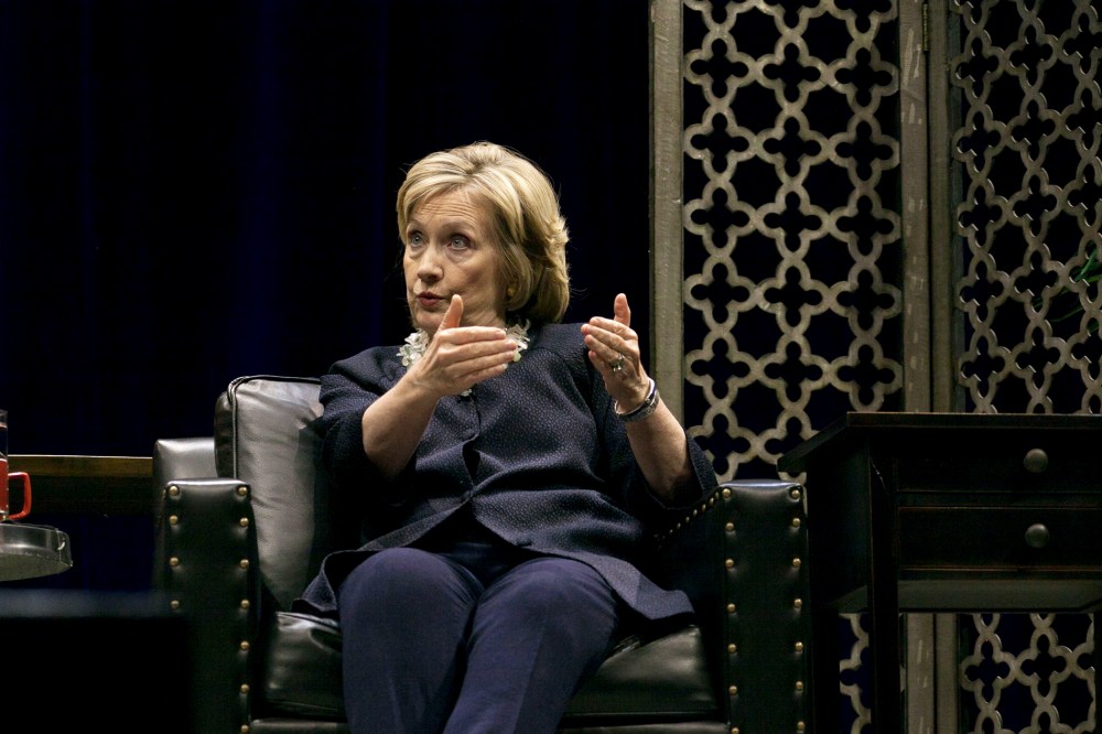 Hillary Clinton talks at the Unique Lives and Experiences series, in Broomfield, Colorado, June 2, 2014.