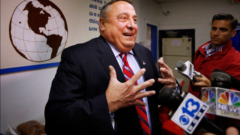 Maine Gov. Paul LePage speaks to the media on July 28, 2014, in Lewiston, Maine.