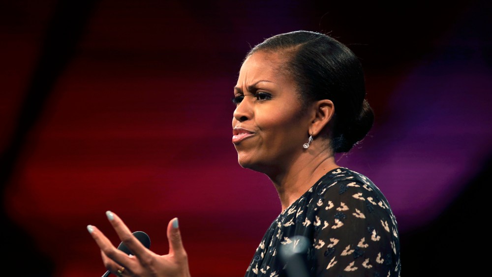 First lady Michelle Obama speaks about childhood obesity, Tuesday, July 23, 2013, at the annual meeting of the National Council of La Raza, in New Orleans. (Photo by Gerald Herbert/AP)