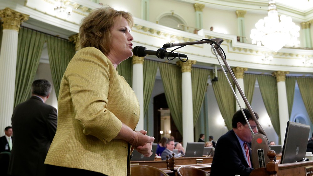 Assemblywoman Shannon Grove calls for the Assembly to reject one of the state budget trailer bills at the Capitol in Sacramento, Calif. on June 15, 2014. (Photo by Rich Pedroncelli/AP)