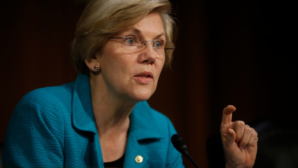 Sen. Elizabeth Warren, D-Mass., speaks during a hearing on Capitol Hill in Washington, D.C., June 25, 2014.
