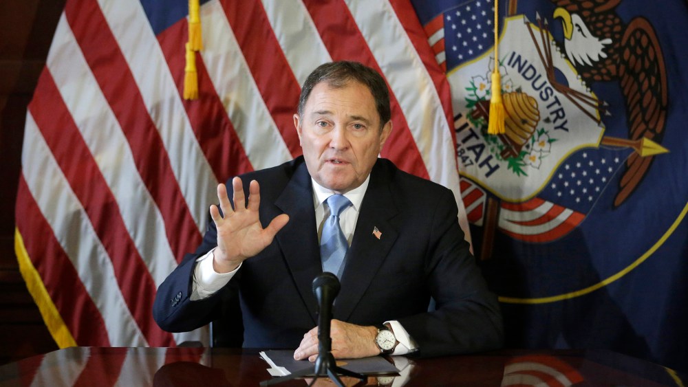 Utah Gov. Gary Herbert speaks to members of the media during a news conference at the Utah State Capitol, in Salt Lake City, Feb. 5, 2015. (Photo by Rick Bowmer/AP)