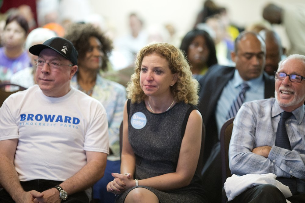 DNC Chairwoman Debbie Wasserman Schultz joined Crist for Governor Campaign supporters for an Early Vote rally on Oct. 21, 2014 in Plantation, Fla. (J Pat Carter/AP)