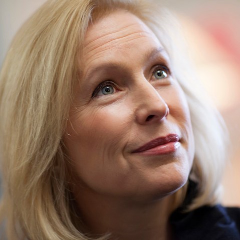 This photo taken Jan. 21, 2014 shows Sen. Kirsten Gillibrand, D-N.Y., during an interview with The Associated Press in her Capitol Hill office in Washington. (Photo by J. Scott Applewhite/AP)