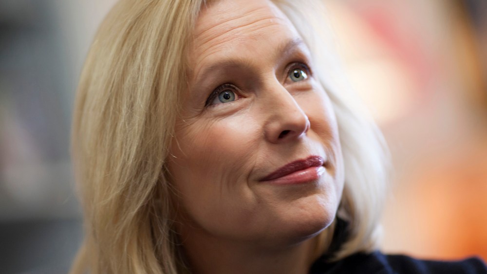 This photo taken Jan. 21, 2014 shows Sen. Kirsten Gillibrand, D-N.Y., during an interview with The Associated Press in her Capitol Hill office in Washington. (Photo by J. Scott Applewhite/AP)