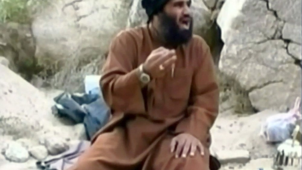File Photo: Sulaiman Abu Ghaith, Osama bin Laden's son-in-law and Al-Qaeda spokesman as seen in Afghanistan, 2001. (Photo by Rex Features via AP Images, File)